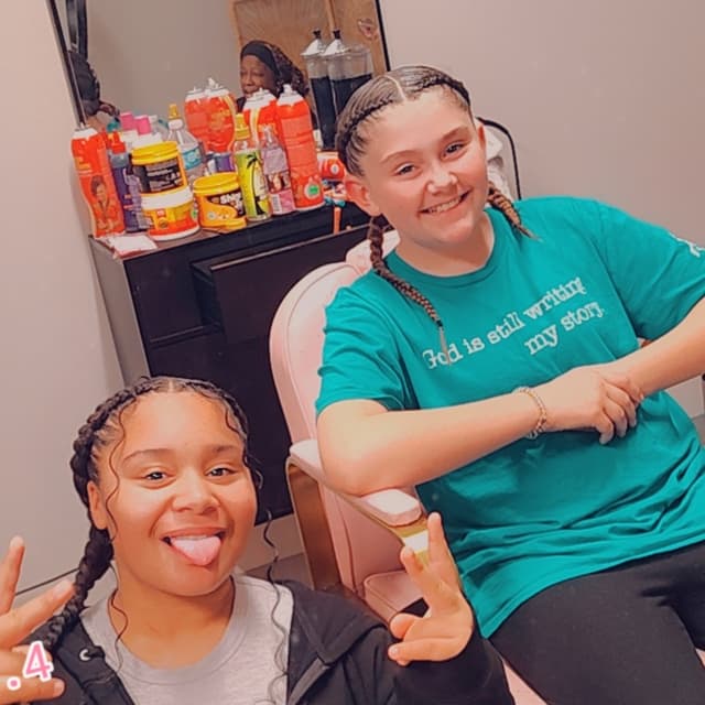 Medium knotless braids at Butterfly Beauty 24hour Braid lounge in York, PA